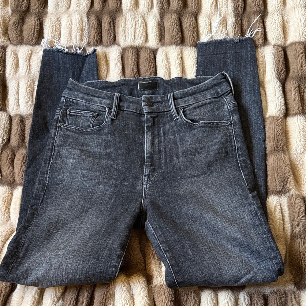MOTHER Dark Gray Straight Leg Jeans